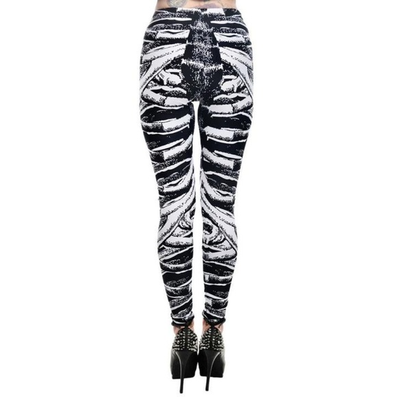 Too Fast Skeleton Ribcage Print Bones Leggings - Picture 5 of 6